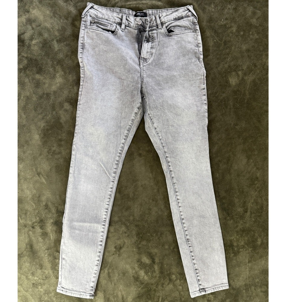 True Religion Jennie Curvy High Rise Super Skinny Jeans Light Grey Wash 29